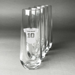 Baseball Jersey Champagne Flute - Stemless Engraved - Set of 4 (Personalized)