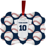 Baseball Jersey Metal Frame Ornament - Double Sided w/ Name and Number