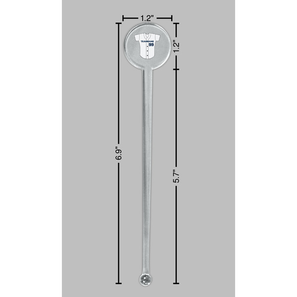 Baseball Jersey Clear Plastic 7" Stir Stick - Round - Dimensions