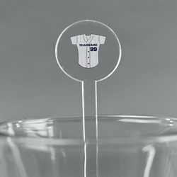 Baseball Jersey 7" Round Plastic Stir Sticks - Clear (Personalized)