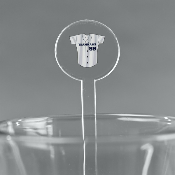 Custom Baseball Jersey 7" Round Plastic Stir Sticks - Clear (Personalized)