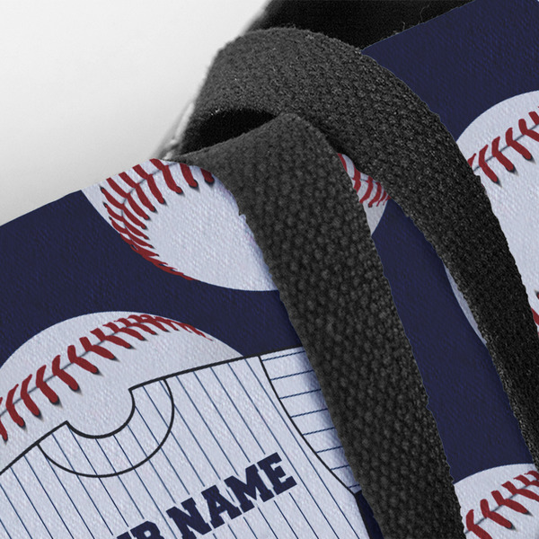Baseball Jersey Closeup of Tote w/Black Handles