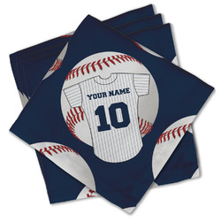 Baseball Jersey Cloth Cocktail Napkins - Set of 4 w/ Name and Number