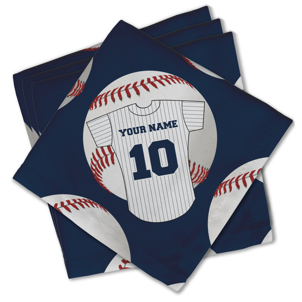 Custom Baseball Jersey Cloth Cocktail Napkins - Set of 4 w/ Name and Number