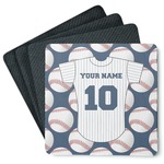 Baseball Jersey Square Rubber Backed Coasters - Set of 4 (Personalized)