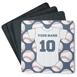 Baseball Jersey Square Rubber Backed Coasters - Set of 4 (Personalized)