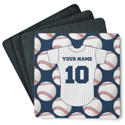 Baseball Jersey Square Rubber Backed Coasters - Set of 4 (Personalized)