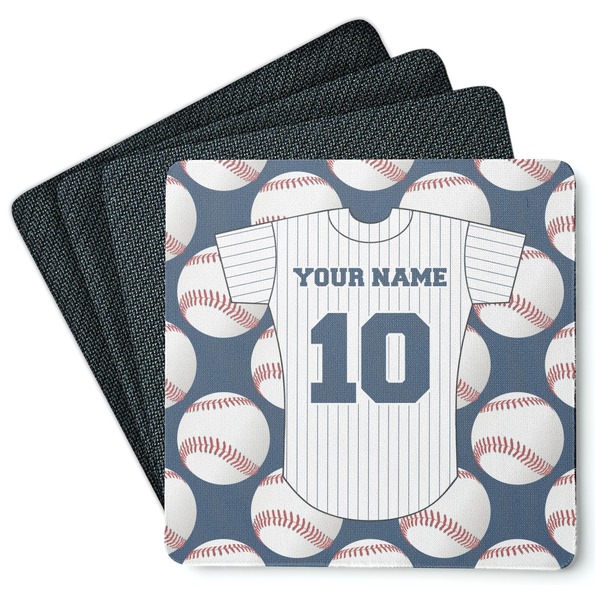 Custom Baseball Jersey Square Rubber Backed Coasters - Set of 4 (Personalized)