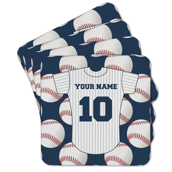 Custom Baseball Jersey Cork Coaster - Set of 4 w/ Name and Number