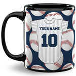 Baseball Jersey 11 Oz Coffee Mug - Black (Personalized)