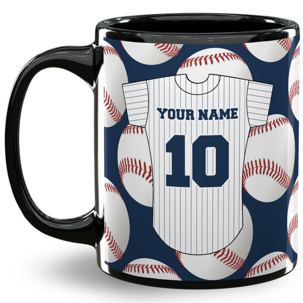 Custom Baseball Jersey 11 Oz Coffee Mug - Black (Personalized)