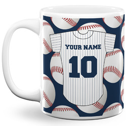Baseball Jersey 11 Oz Coffee Mug - White (Personalized)