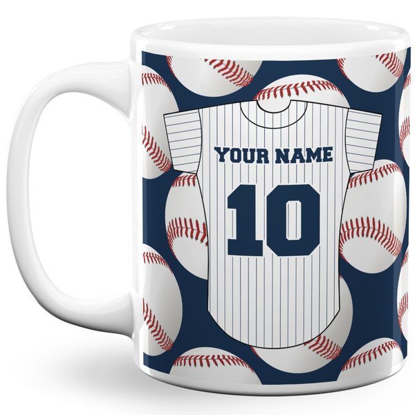Custom Baseball Jersey 11 Oz Coffee Mug - White (Personalized)
