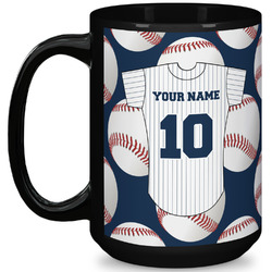 Baseball Jersey 15 Oz Coffee Mug - Black (Personalized)