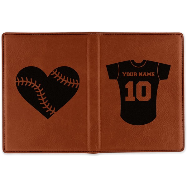 Baseball Jersey Cognac Leather Passport Holder Outside Double Sided - Apvl