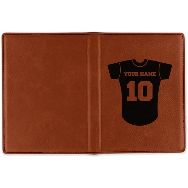 Baseball Jersey Cognac Leather Passport Holder Outside Single Sided - Apvl