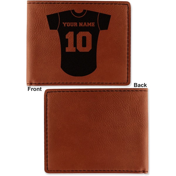 Baseball Jersey Cognac Leatherette Bifold Wallets - Front and Back Single Sided - Apvl