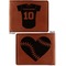 Baseball Jersey Cognac Leatherette Bifold Wallets - Front and Back