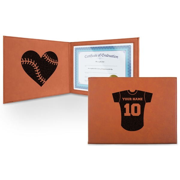 Custom Baseball Jersey Leatherette Certificate Holder - Front and Inside (Personalized)