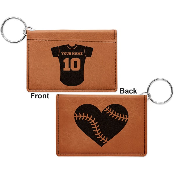 Baseball Jersey Cognac Leatherette Keychain ID Holders - Front and Back Apvl
