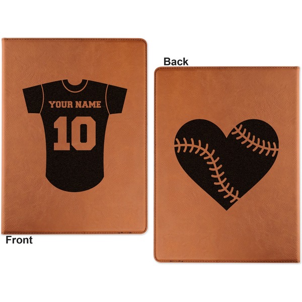 Baseball Jersey Cognac Leatherette Portfolios with Notepad - Large - Double Sided - Apvl