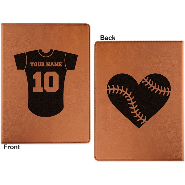 Baseball Jersey Cognac Leatherette Portfolios with Notepad - Small - Double Sided- Apvl