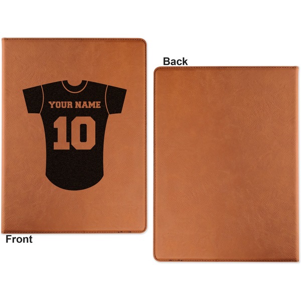 Baseball Jersey Cognac Leatherette Portfolios with Notepad - Small - Single Sided- Apvl
