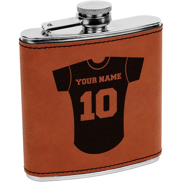 Custom Baseball Jersey Leatherette Wrapped Stainless Steel Flask (Personalized)