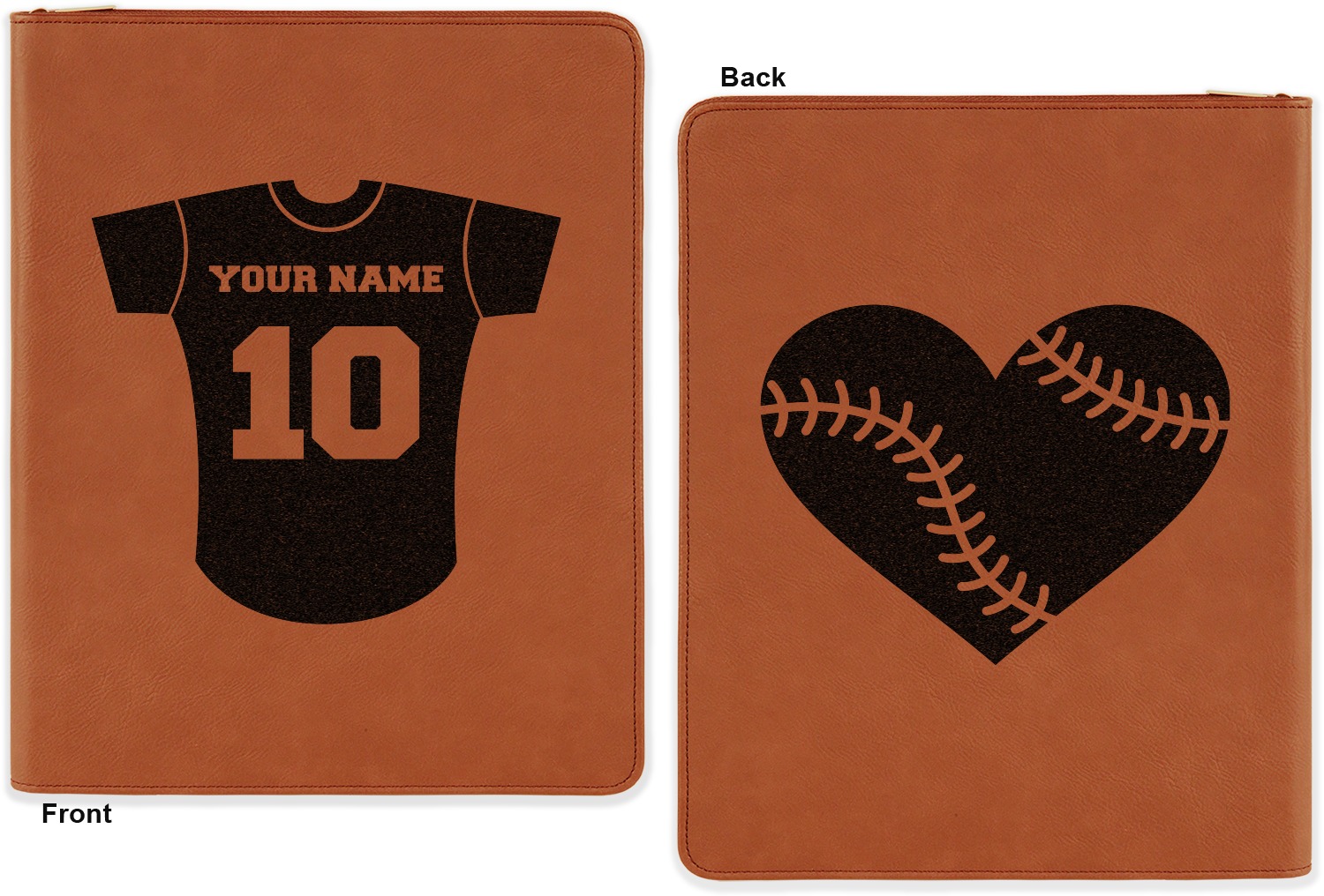Baseball Jersey Leatherette Zipper Portfolio with Notepad (Personalized