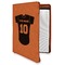 Baseball Jersey Cognac Leatherette Zipper Portfolios with Notepad - Main