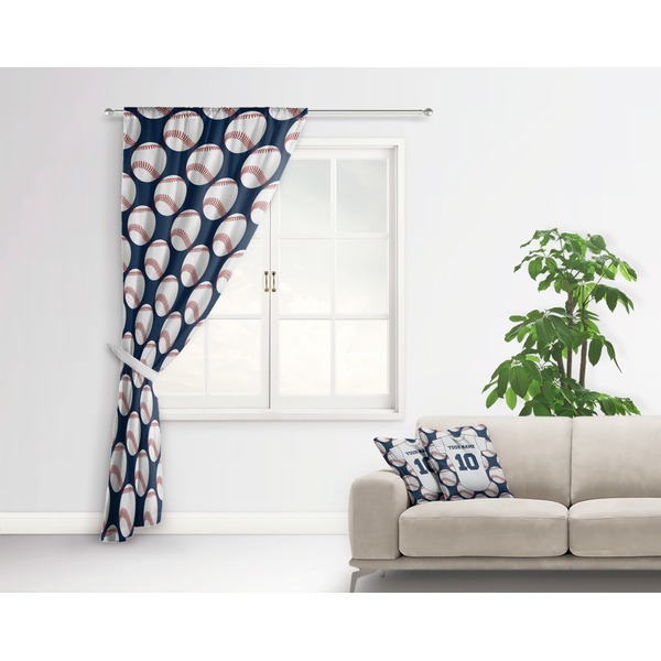 Baseball Jersey Curtain With Window and Rod - in Room Matching Pillow