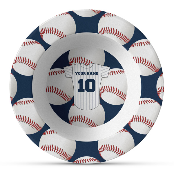 Custom Baseball Jersey Plastic Bowl - Microwave Safe - Composite Polymer (Personalized)