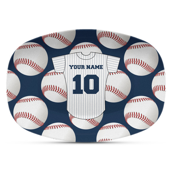 Custom Baseball Jersey Plastic Platter - Microwave & Oven Safe Composite Polymer (Personalized)