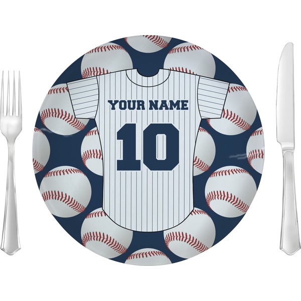 Custom Baseball Jersey 10" Glass Lunch / Dinner Plates - Single or Set (Personalized)