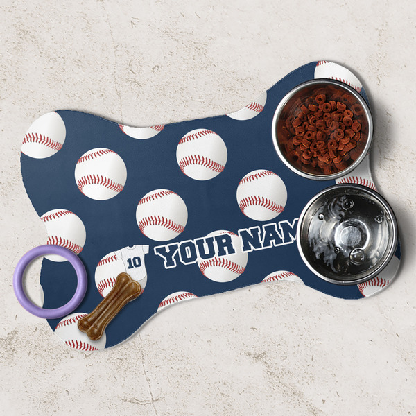 Baseball Jersey Dog Bone Shaped Mat Lifestyle
