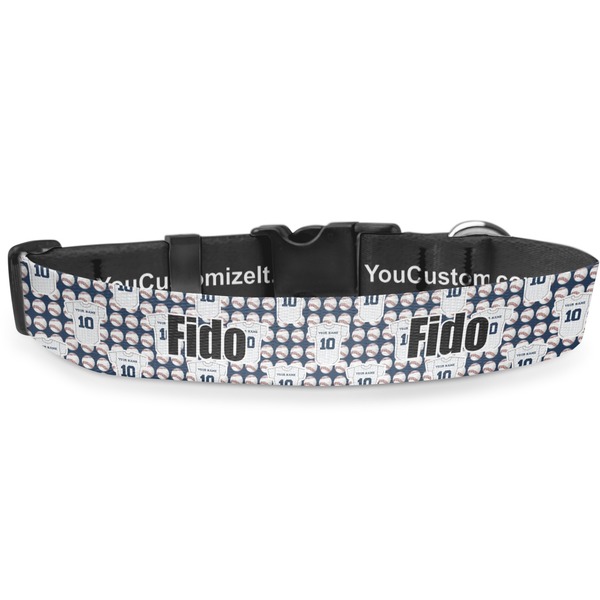 Custom Baseball Jersey Deluxe Dog Collar - Medium (11.5" to 17.5") (Personalized)