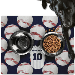 Baseball Jersey Dog Food Mat - Large w/ Name and Number
