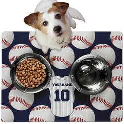 Baseball Jersey Dog Food Mat - Medium w/ Name and Number