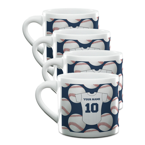 Custom Baseball Jersey Double Shot Espresso Cups - Set of 4 (Personalized)