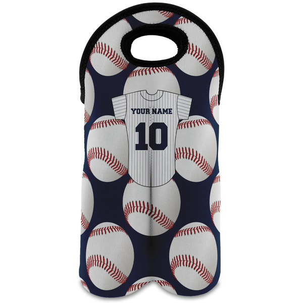 Custom Baseball Jersey Wine Tote Bag (2 Bottles) (Personalized)