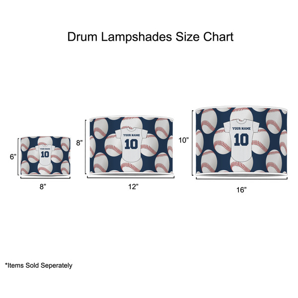 Baseball Jersey Drum Lampshades - Sizing Chart