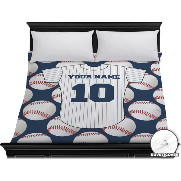 Custom Baseball Jersey Duvet Cover - King (Personalized)