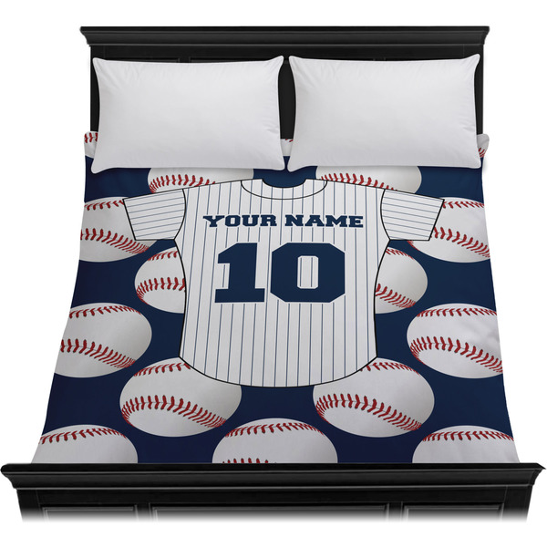 Baseball Jersey Duvet Cover - Queen - On Bed - No Prop