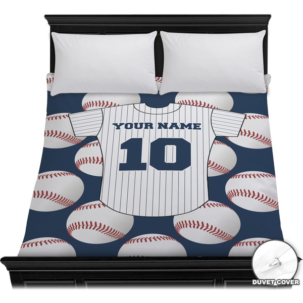 Custom Baseball Jersey Duvet Cover - Full / Queen (Personalized)