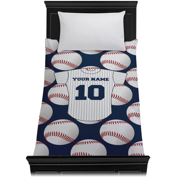 Baseball Jersey Duvet Cover - Twin - On Bed - No Prop