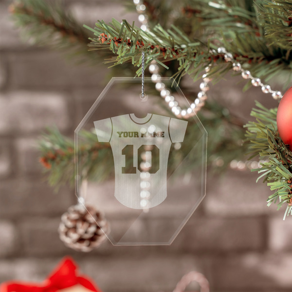 Baseball Jersey Engraved Glass Ornaments - Octagon (Lifestyle)