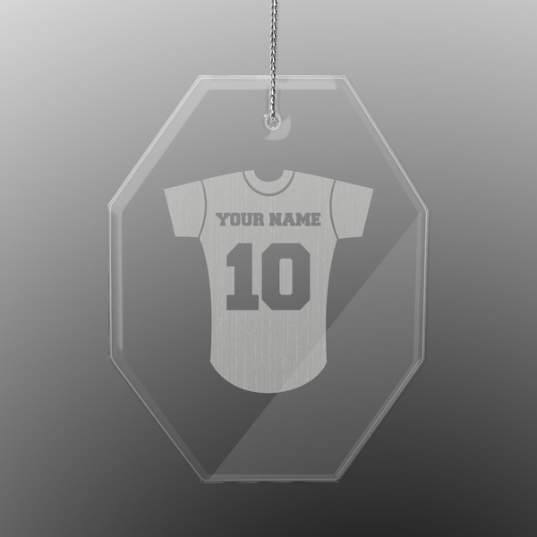 Baseball Jersey Engraved Glass Ornaments - Octagon