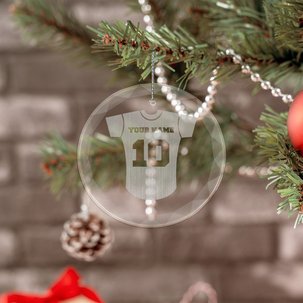 Baseball Jersey Engraved Glass Ornaments - Round (Lifestyle)