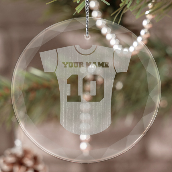 Custom Baseball Jersey Engraved Glass Ornament (Personalized)