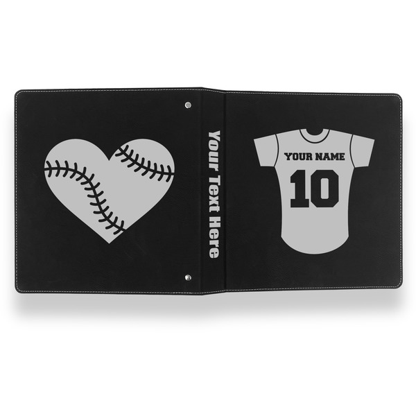 Baseball Jersey Leather Binder - 1" - Black- Back Spine Front View